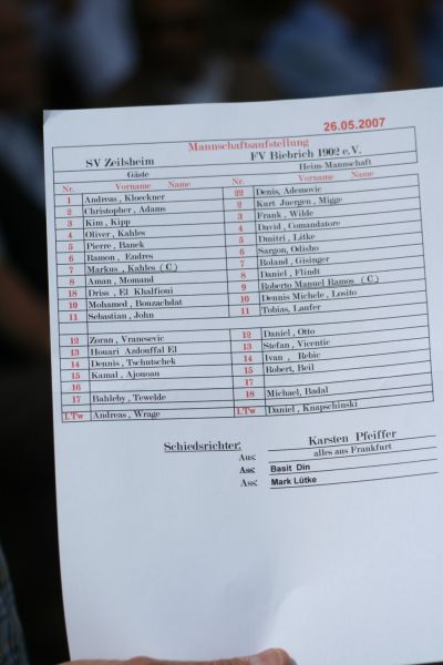 Heimspiel gegen den SV Zeilsheim